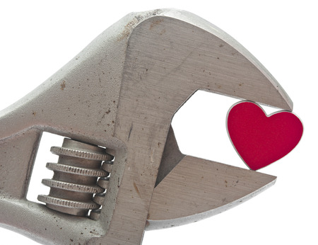 crescent wrench and heart の写真素材