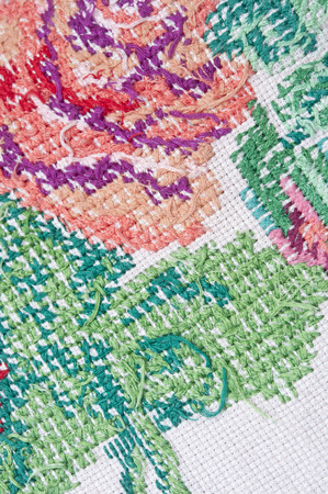 multicolor floral hand embroidery patternの写真素材
