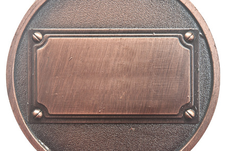 Metal plates with screws isolated on whiteの写真素材