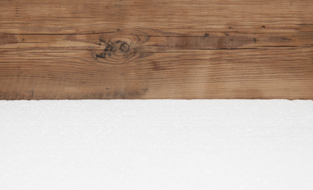 Polyfoam texture on wood backgroundの写真素材