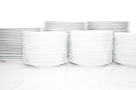 white plates stacked togetherの写真素材