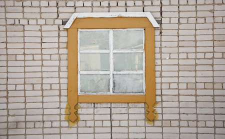 old brick wall with vintage windowのeditorial素材