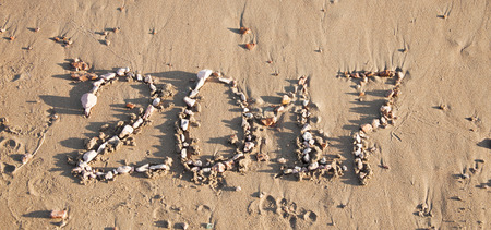 Calendar on sand. Year 2017の写真素材