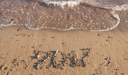 Calendar on sand. Year 2017の写真素材
