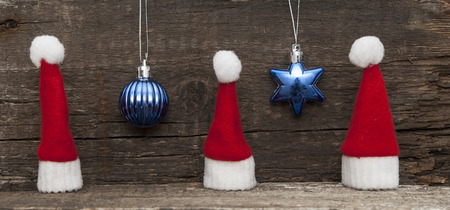 Christmas decoration over wooden backgroundの写真素材