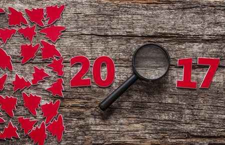 Happy new year 2017 on wood background