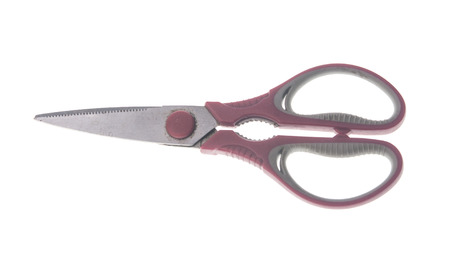 pair of scissors isolated on whiteの写真素材