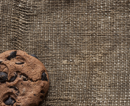 chocolate chip cookies. Cookies on wooden background. Top viewの写真素材