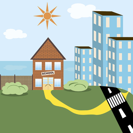 vector illustration of School buildingのイラスト素材