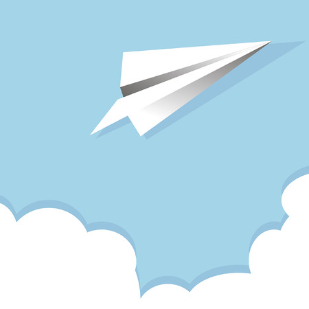 Abstract paper plane for startup business, creative concept on blue backgroundのイラスト素材
