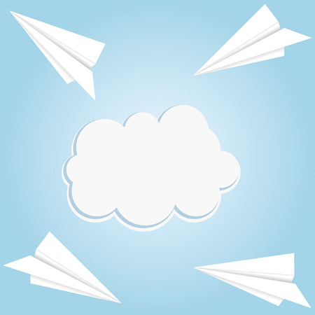 Abstract paper plane for startup business, creative concept on blue backgroundのイラスト素材