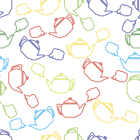 Seamless pattern with tea pots and tea cups.のイラスト素材