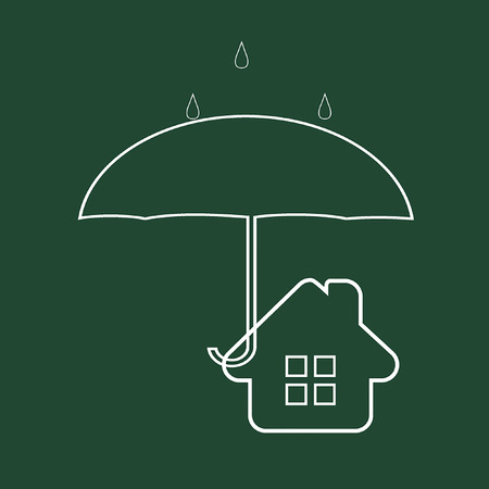 Real estate safe concept vector illustration. house protected with umbrellaのイラスト素材