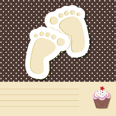 Baby shower card over polka dots background. vector illustrationのイラスト素材