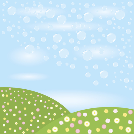Soap bubbles background. Vector illustrationのイラスト素材