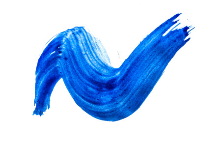 Blue watercolor texture paint stain shining brush strokeの写真素材