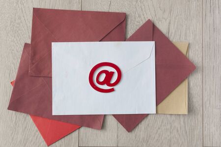 brown envelope with e-mail signの写真素材
