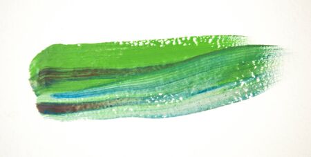 stroke green paint brush color water watercolor on white backgroundの写真素材