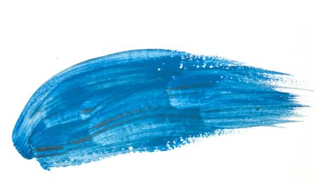 stroke blue paint brush color water watercolor on white backgroundの写真素材
