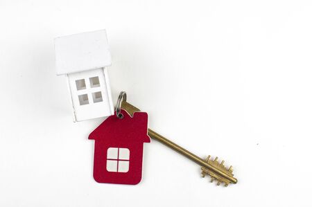 House shaped keychain isolated on white background