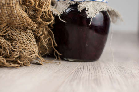 Apple jam in glass jars. Home canned food. Homemade treat