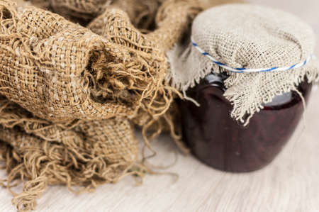 Apple jam in glass jars. Home canned food. Homemade treatの写真素材