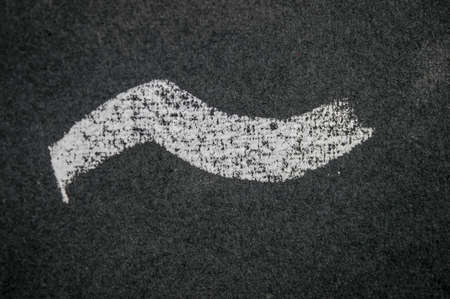 Grunge white chalk art brush in square line shape on black board background. Decoration and design...