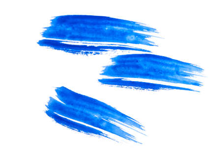 Set of brush stroke blue watercolor isolated on white background