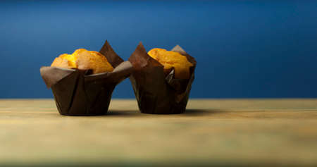 Classic banana nut muffins black paper wrapperの写真素材