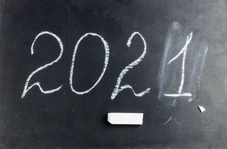 2021 - chalkboard with outlined text - on wood