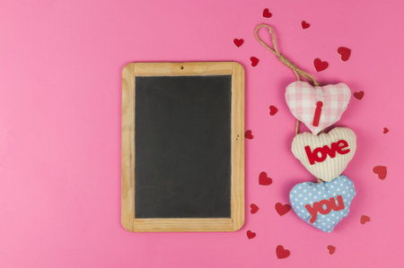 Valentine's day greeting card. Copy space. View from above.の写真素材