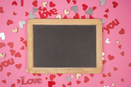 Valentine's day greeting card. Copy space. View from above.