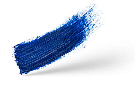 Blue brush stroke and texture. Grunge abstract hand - painted element. Underline and border design.の写真素材