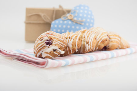 cookies glazed on a white background. The concept of copy space.の写真素材