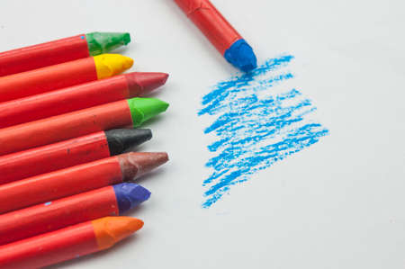 Colorful of pastel chalk - School supplies - art supplies - pencil on paperの写真素材