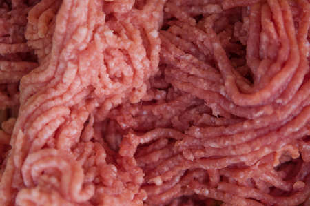 fresh raw minced beef, pork with copy space. Top viewの写真素材