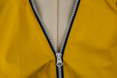 Detail of locking zipper on jacket. Close up macro local focus shot.の写真素材
