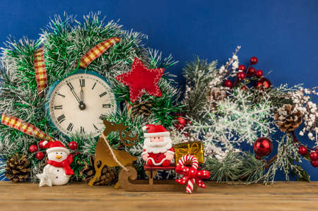Christmas card: Christmas Eve! Five minutes before midnight. Holiday concept. Copy spaceの写真素材