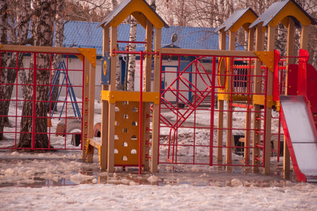 Empty playground in spring park
