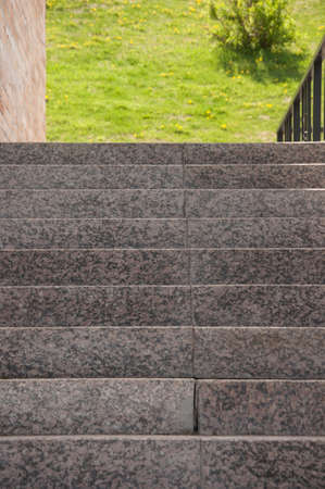 Stone stairs and wall of red brickの写真素材
