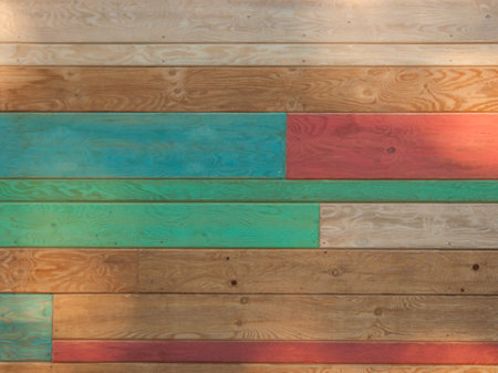 wood planks, multicolor effective wood texture, abstract wooden, top view full color wooden plankの写真素材