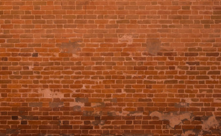Empty Old Brick Wall Texture. Painted Distressed Wall Surface. Grungy Wide Brickwall.の写真素材