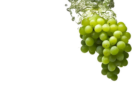 green grapes in water splash isolated on white background with space for textの素材