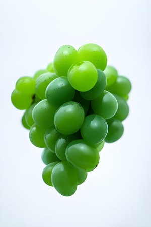 Green grapes isolated on white background. Close up. Studio shot.の素材