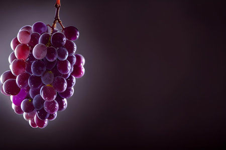 Bunch of red grapes on a dark background with space for textの素材