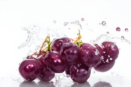 grapes in water splash isolated on white background. grapes in water splashの素材