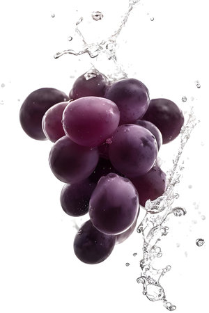 grapes with water splash, isolated on white background, studio shotの素材