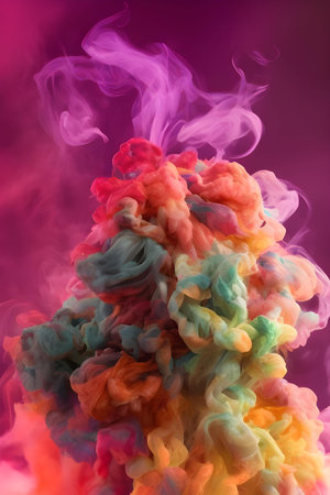 Colorful cloud of ink in water on a pink background. Abstract backgroundの素材