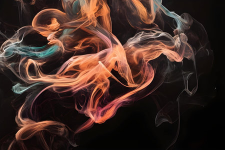 Abstract smoke moves on a black background. Design element. Abstract texture.の素材