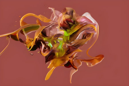 Colorful paint splashes isolated on brown background. 3d renderingの素材